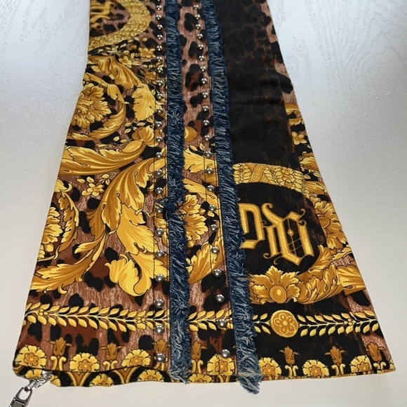 Versace Chaos Couture Studded Archival Print Denim Fringe Jeans Size 44​​​ - Picture 13 of 16